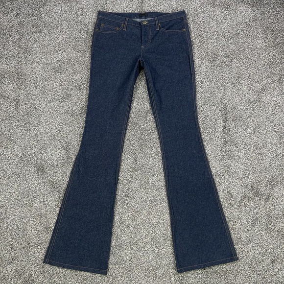 ATM Anthony Thomas Melillo Brushed Flare Jeans Womens 2 Navy Blue Wide Leg - Picture 1 of 12